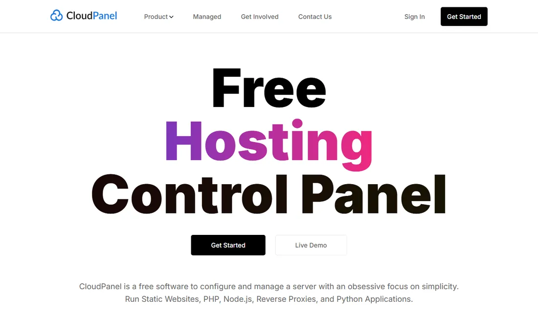 CloudPanel homepage