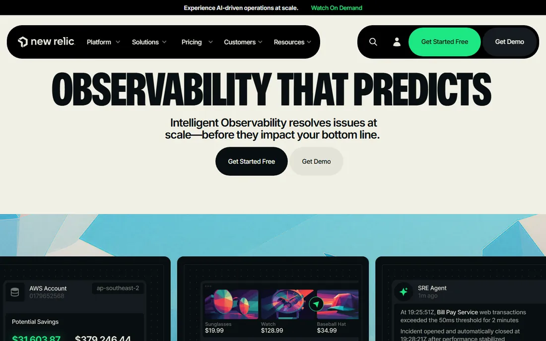 New Relic homepage