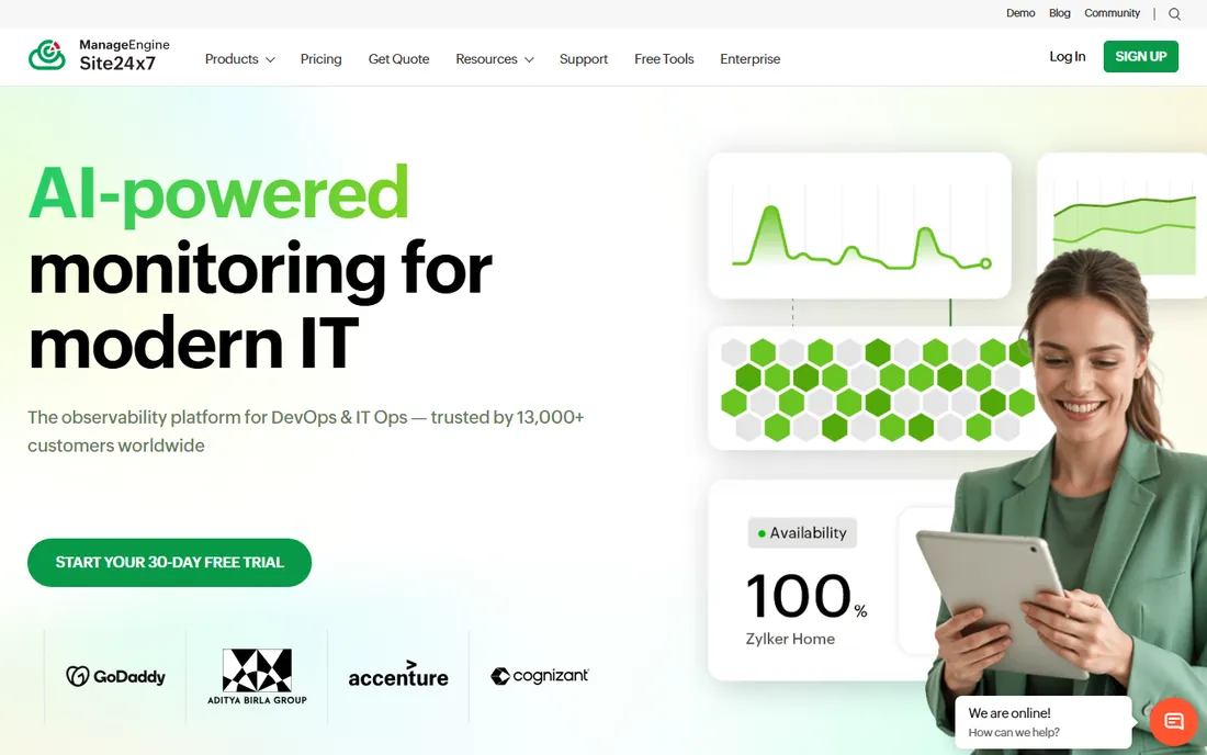 Site24x7 homepage