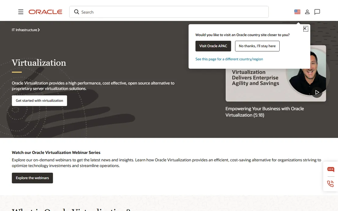 Oracle VM Server homepage