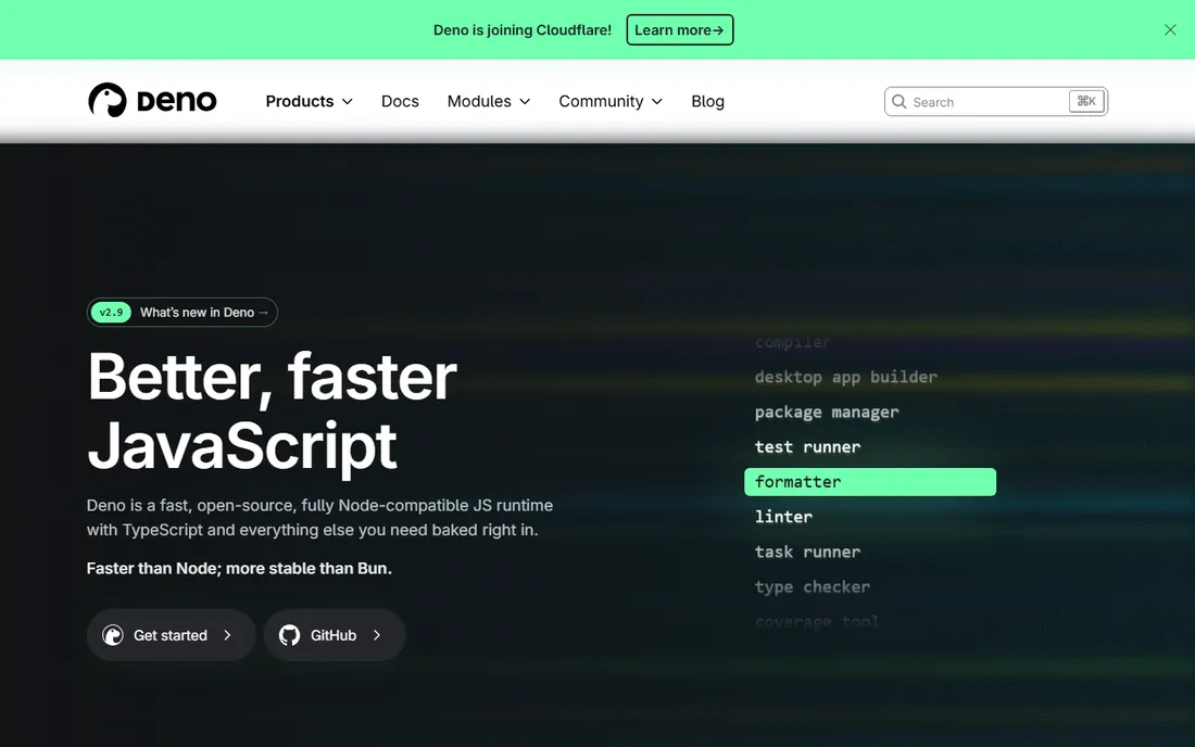 Deno homepage