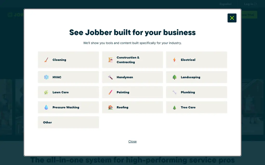 Jobber homepage
