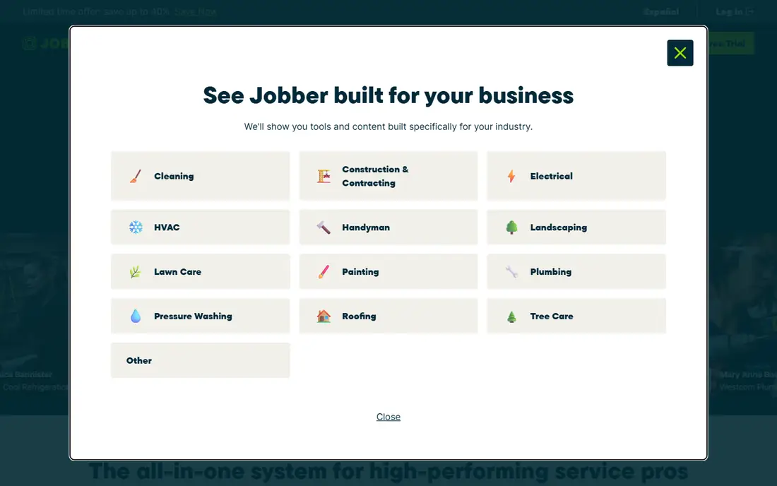 Jobber homepage