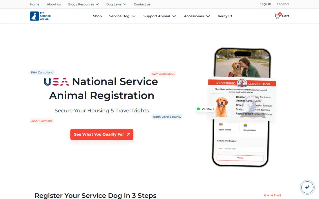 My Service Animal homepage