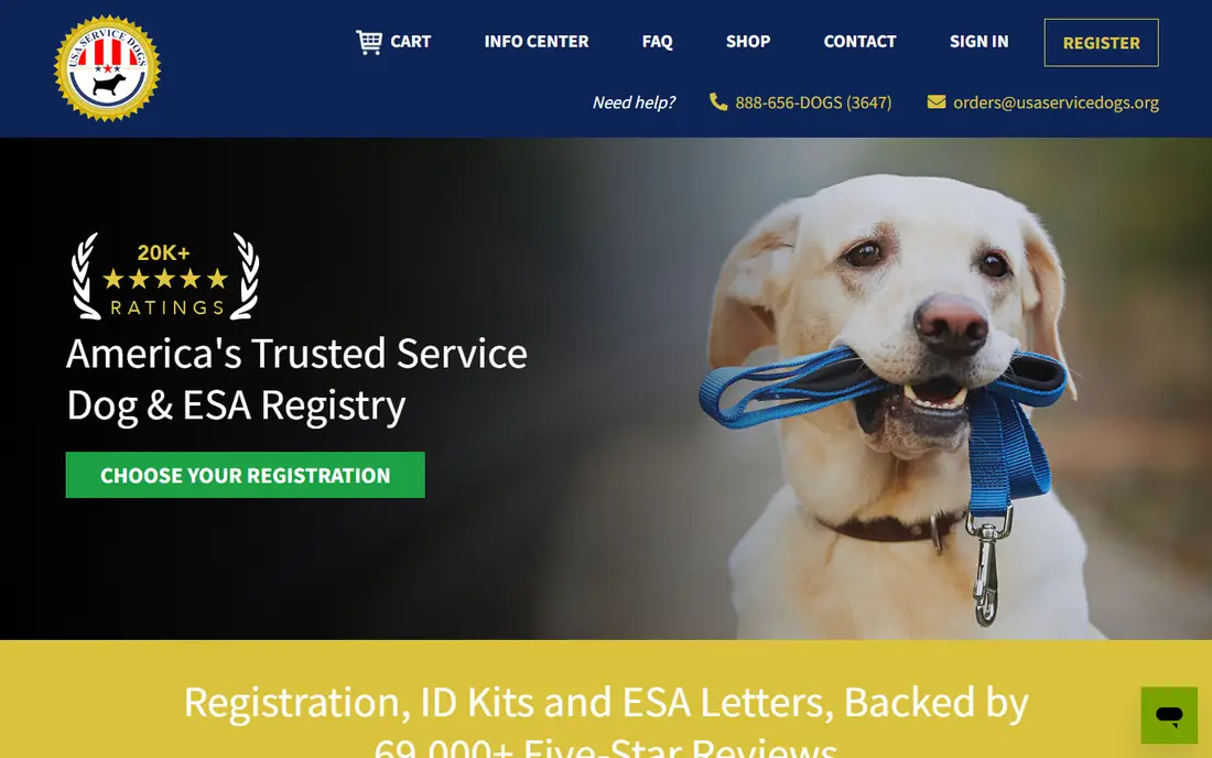 USA Service Dogs homepage