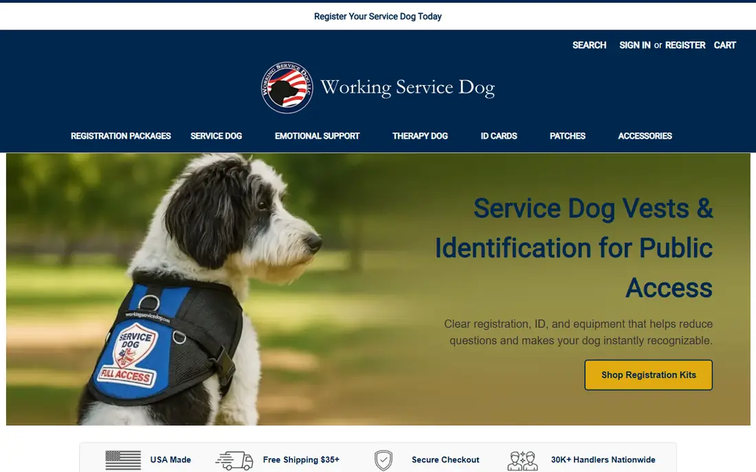 Working Service Dog homepage