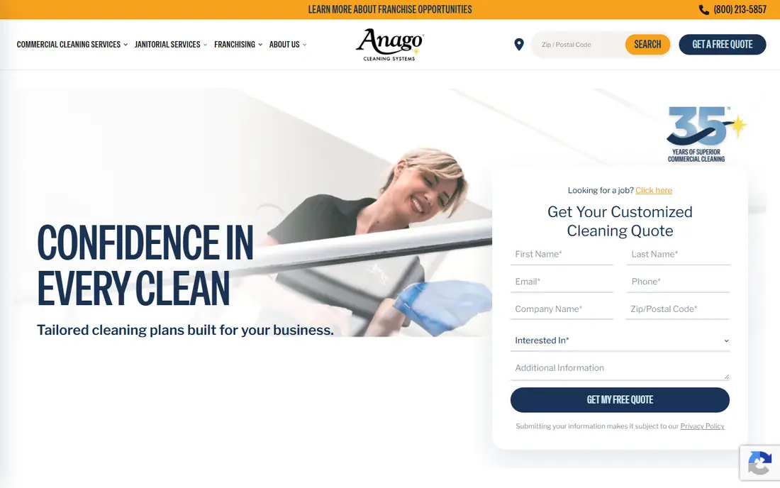 Anago Cleaning homepage