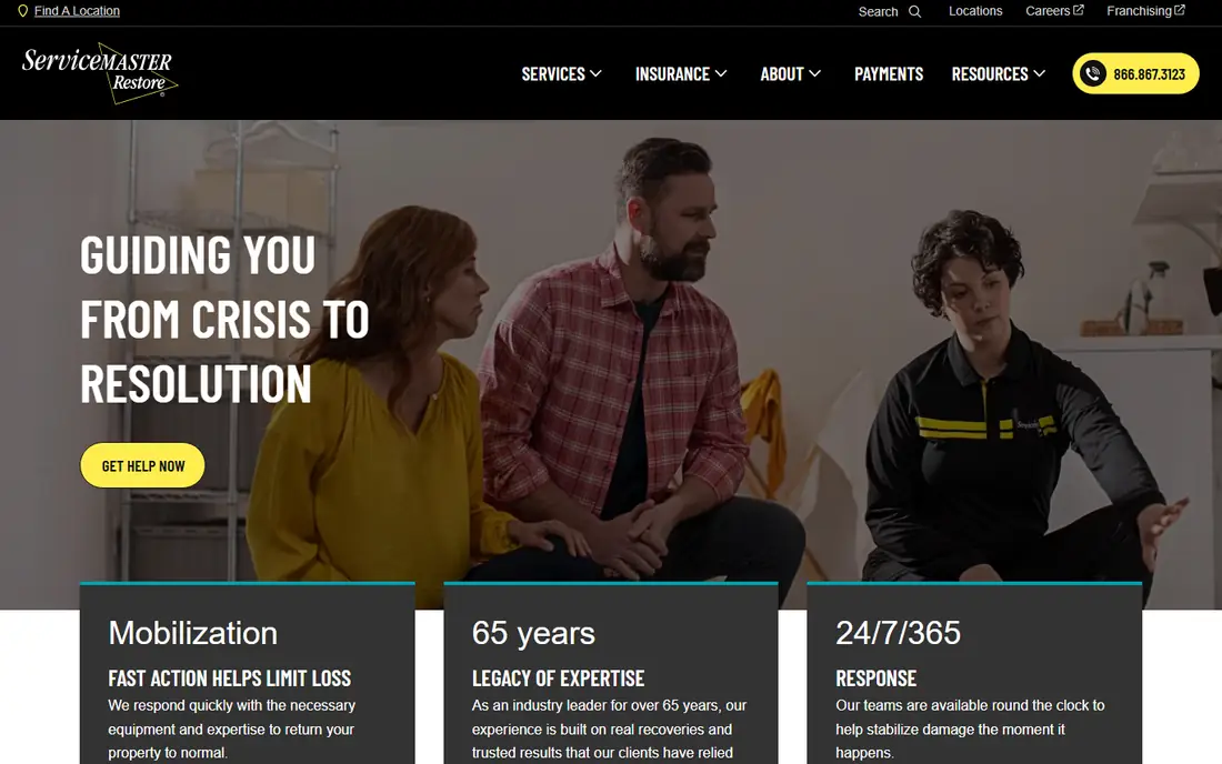 ServiceMaster Restore homepage