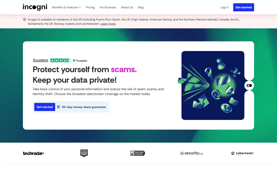 Incogni homepage