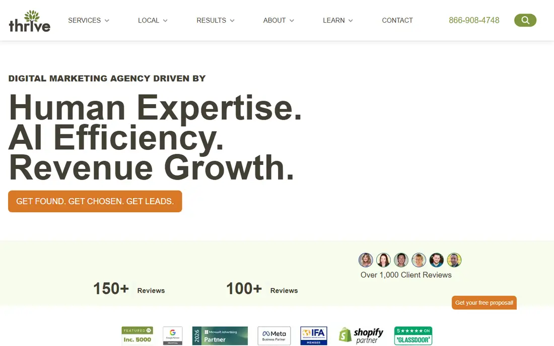 Thrive Agency homepage