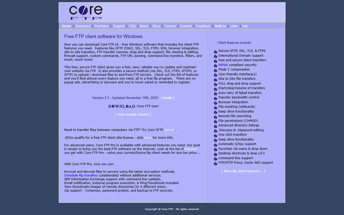 Core FTP homepage