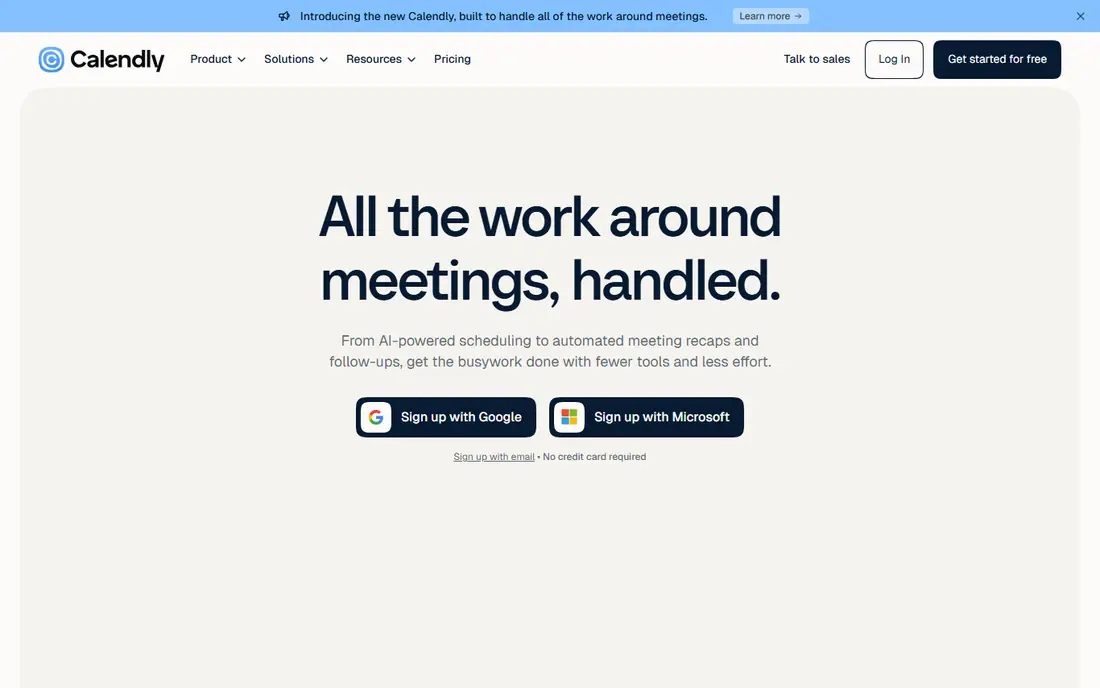 Calendly homepage