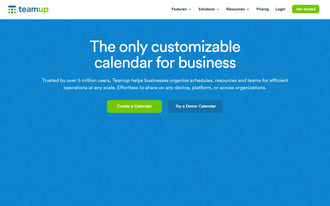 Teamup homepage