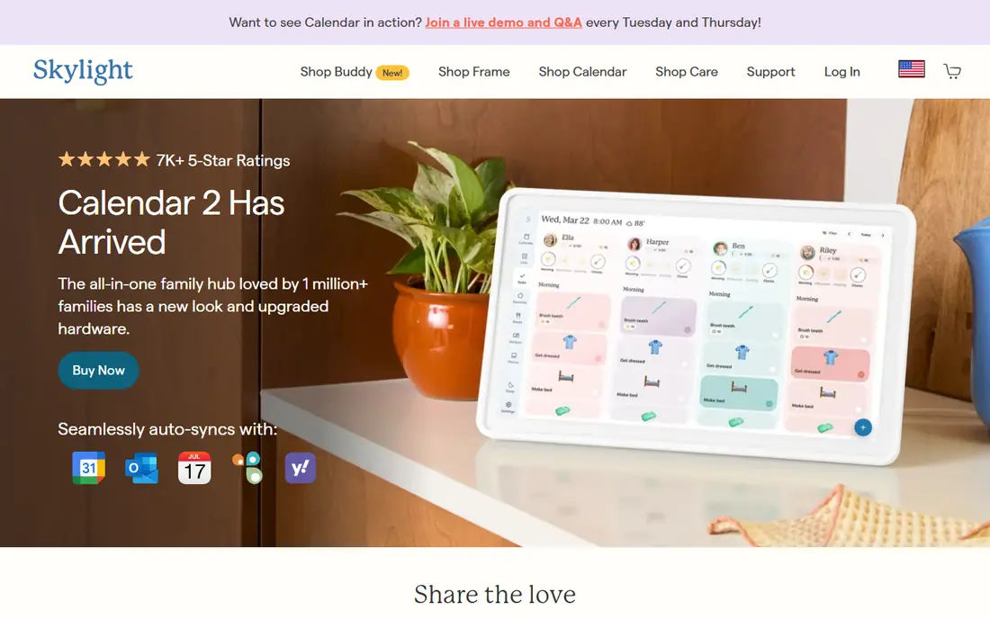 Skylight Calendar homepage