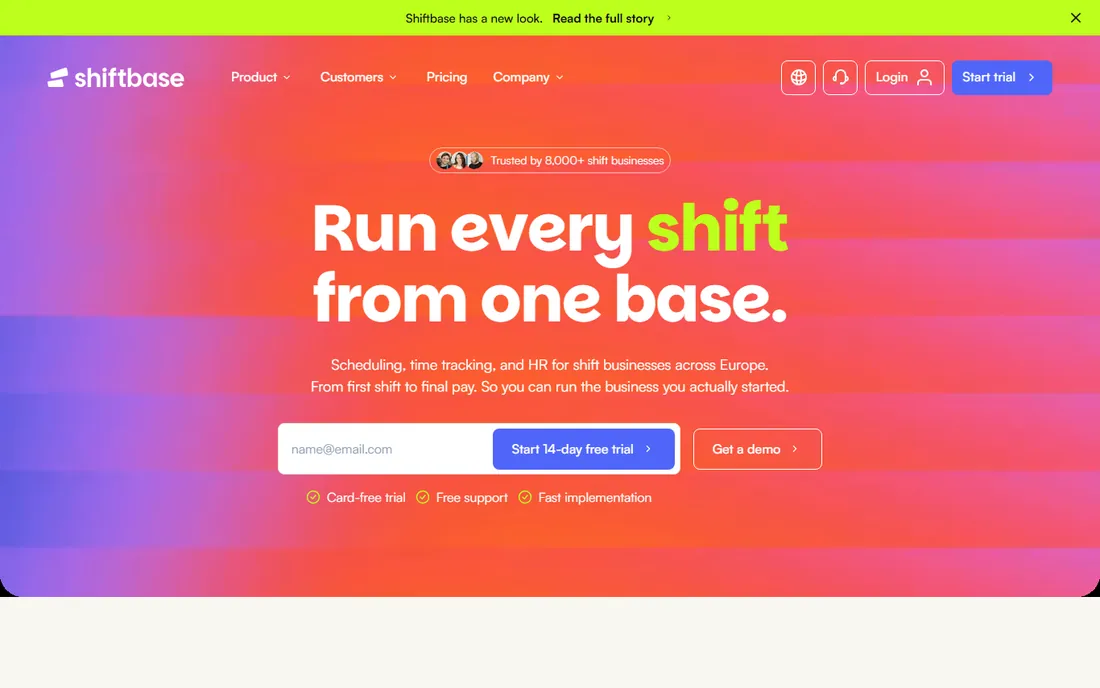 Shiftbase homepage