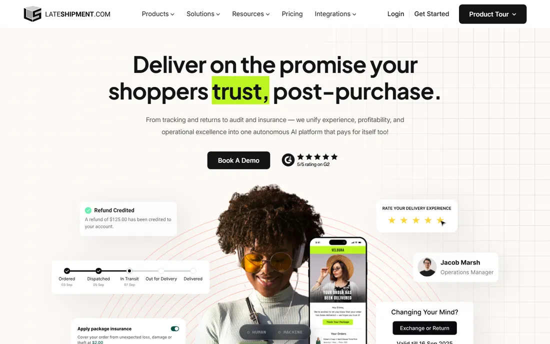 LateShipment.com homepage