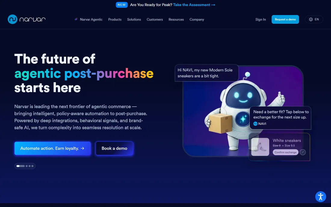 Narvar homepage