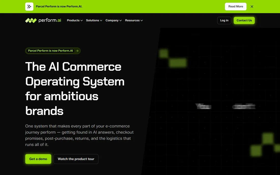 Parcel Perform homepage