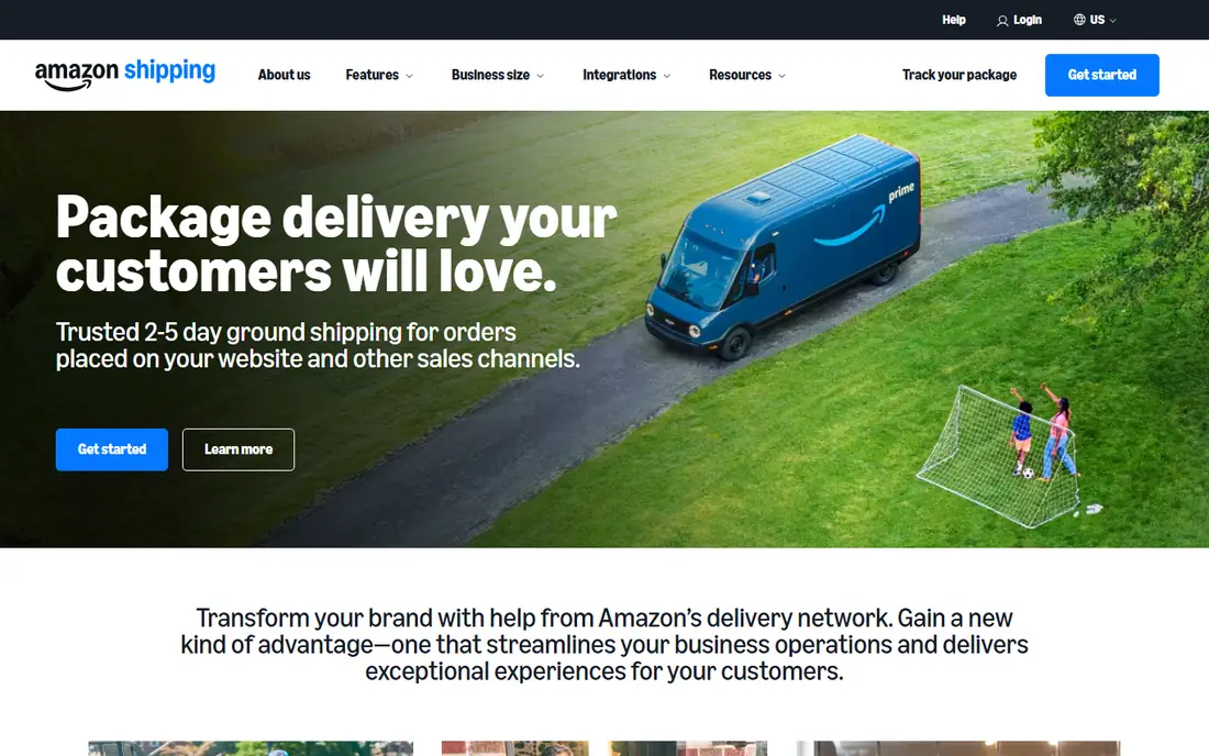 Amazon Shipping homepage