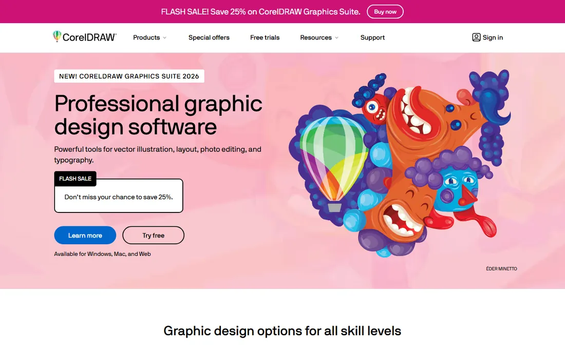 CorelDRAW Graphics Suite homepage