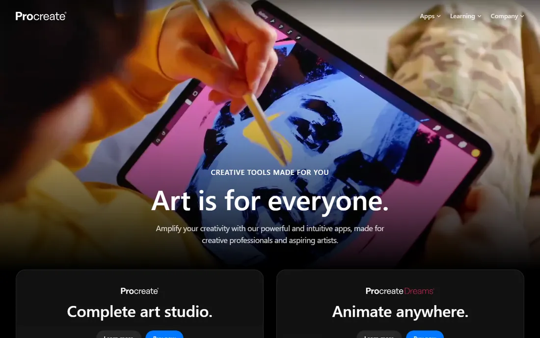 Procreate homepage