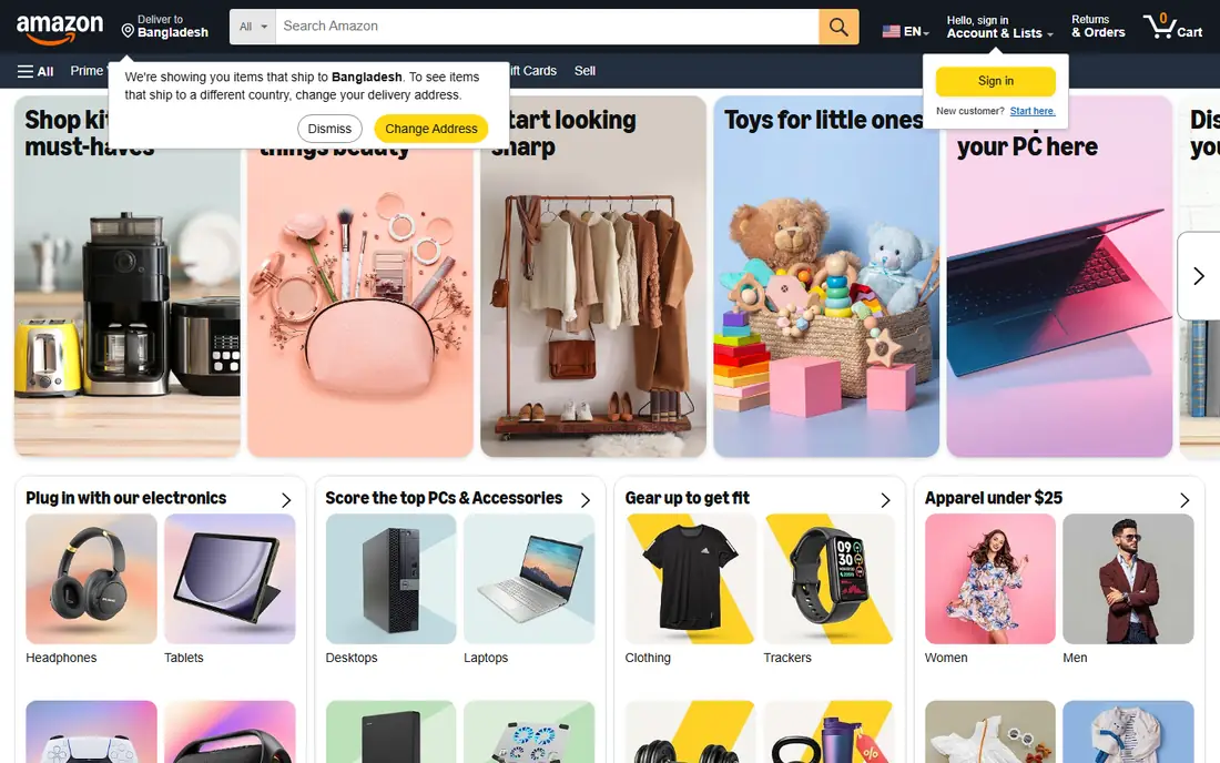 Amazon homepage