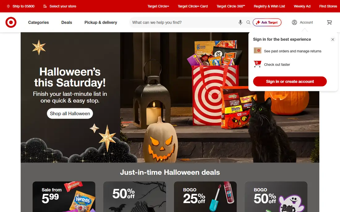 Target homepage