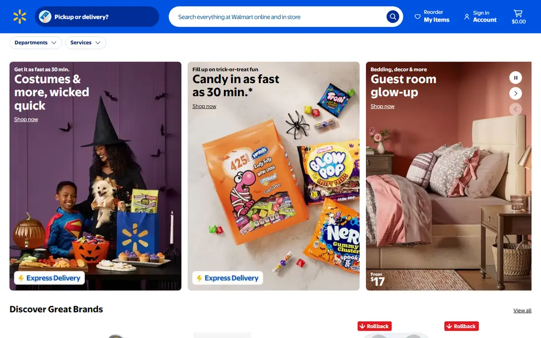 Walmart homepage