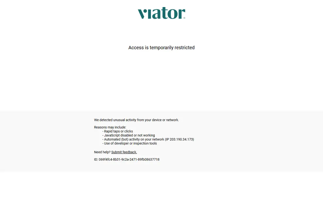 Viator homepage