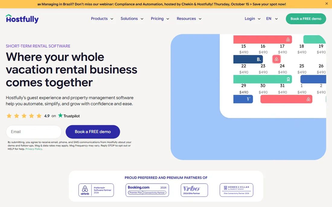 Hostfully homepage