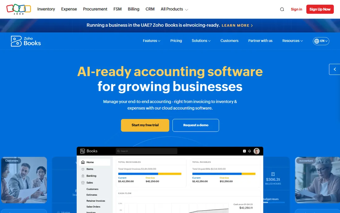Zoho Books homepage