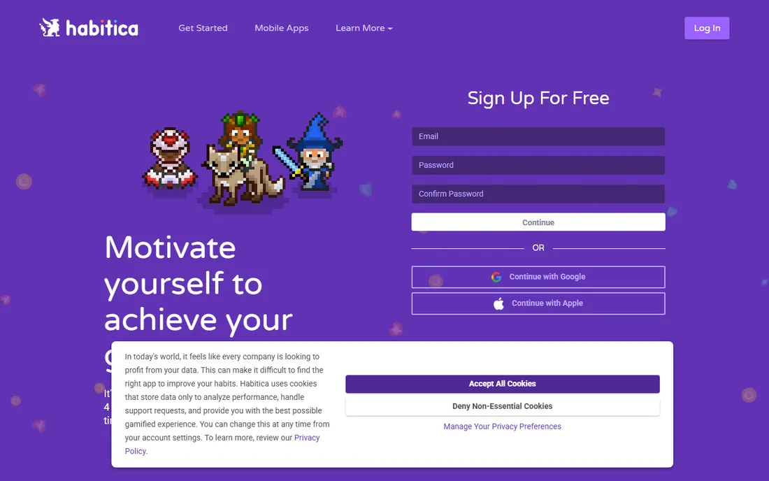 Habitica homepage