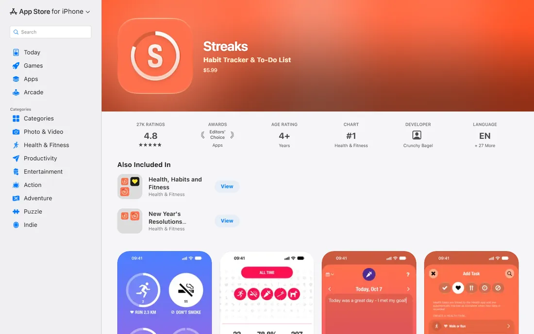 Streaks homepage
