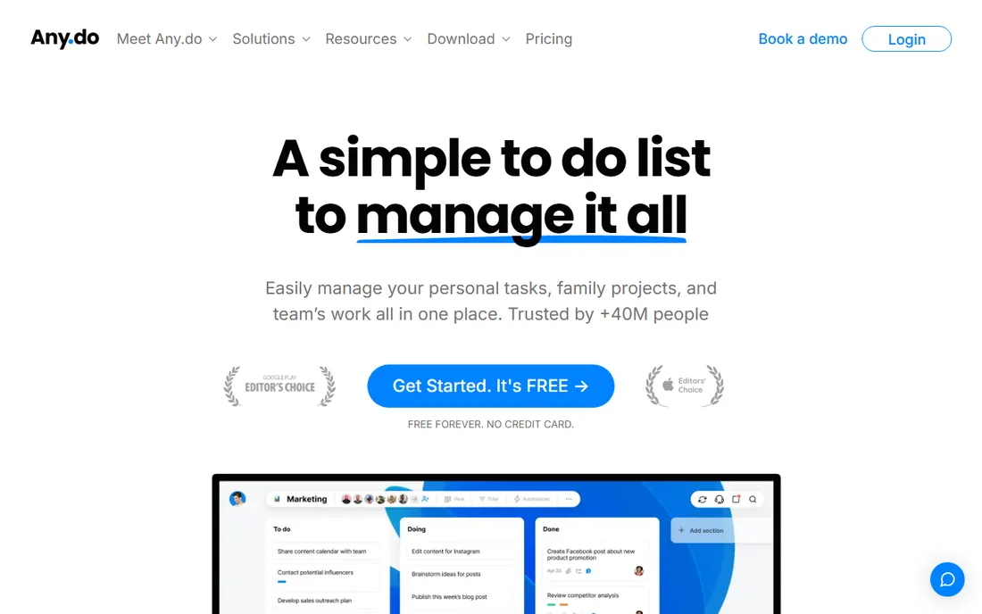Any.do homepage