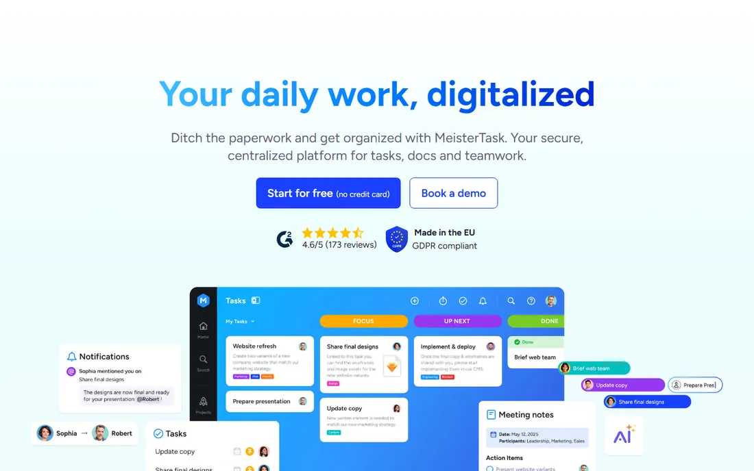 MeisterTask homepage