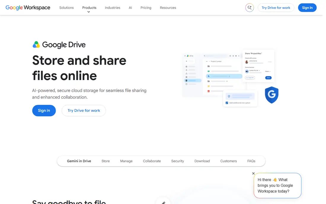 Google Drive homepage