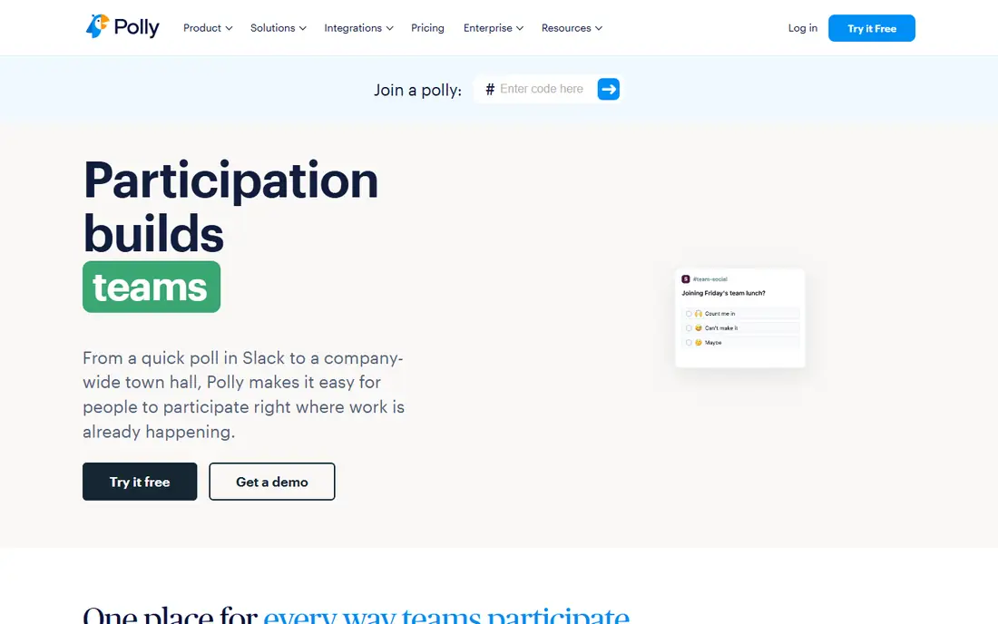 Polly homepage