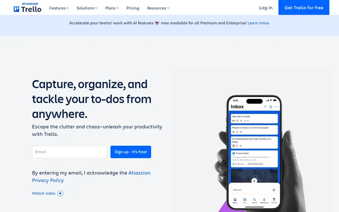 Trello homepage