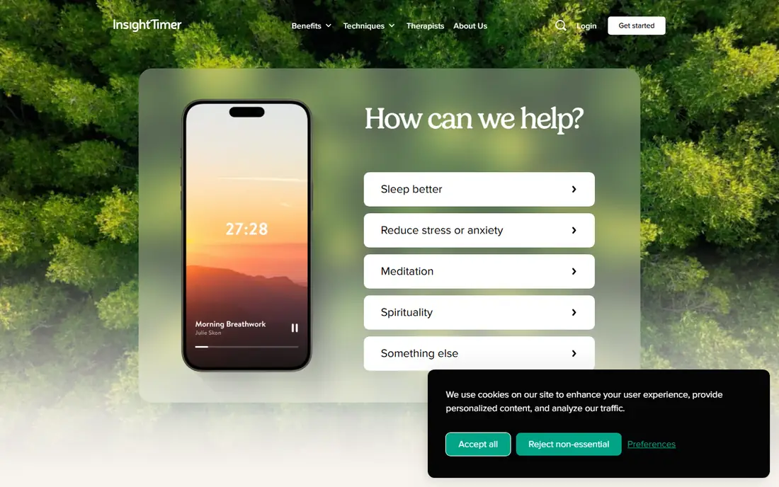 Insight Timer homepage