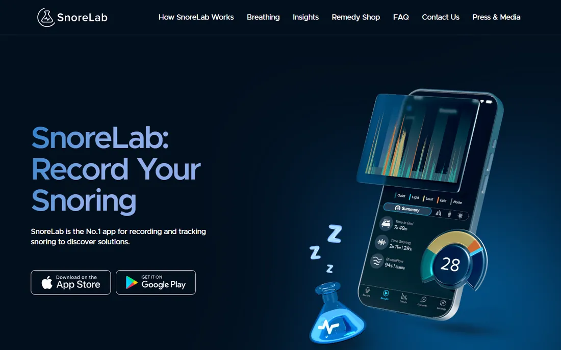 SnoreLab homepage
