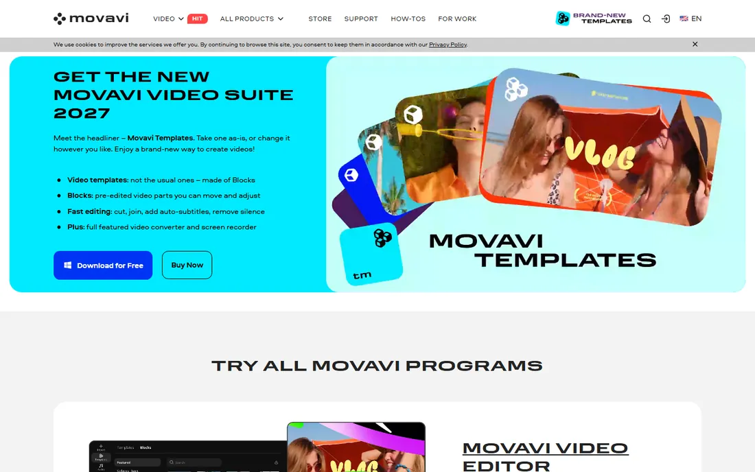 Movavi Video Editor homepage