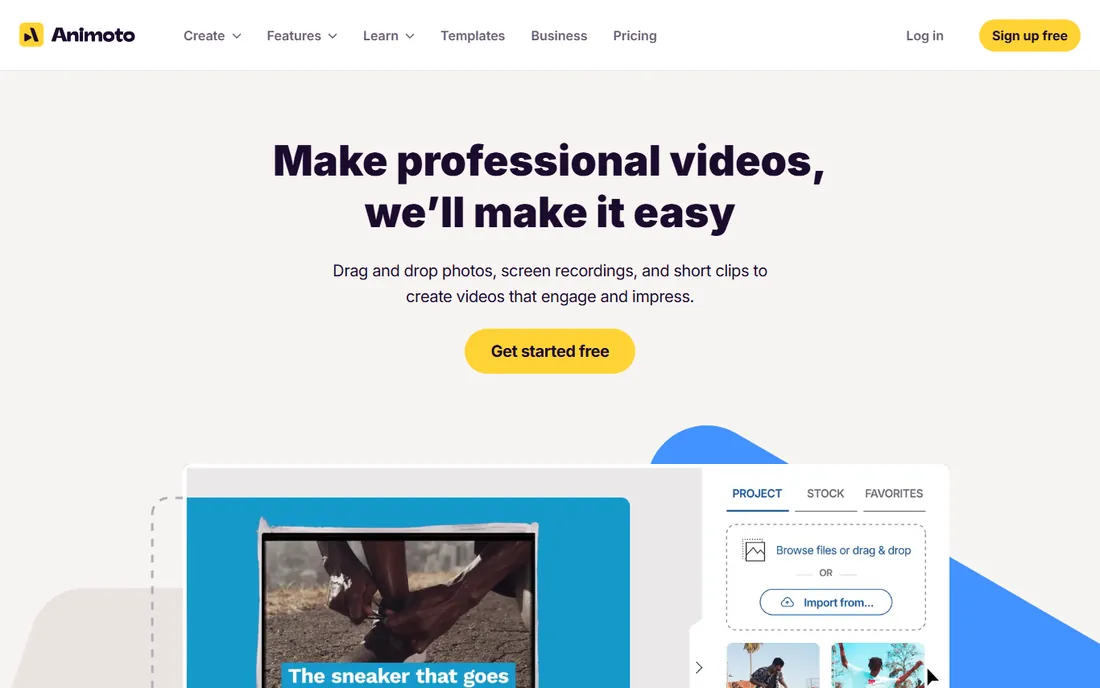 Animoto homepage