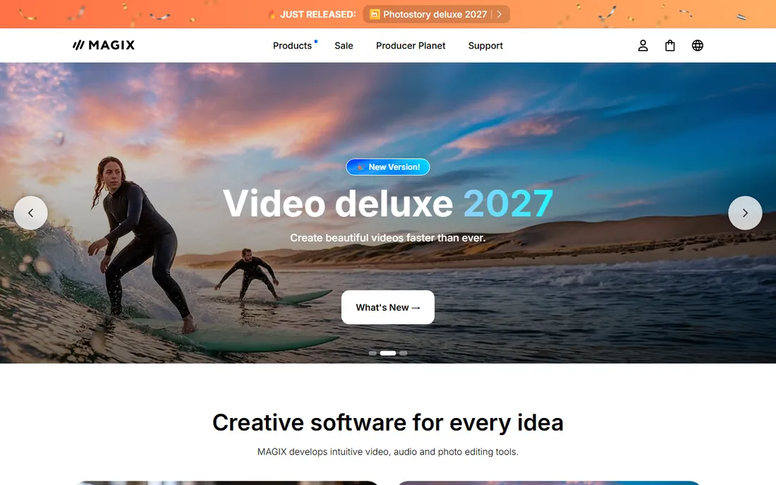 MAGIX PhotoStory Deluxe homepage