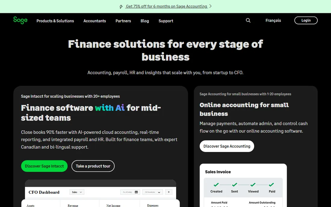 Sage 50 Accounting homepage