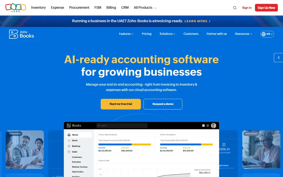 Zoho Books homepage