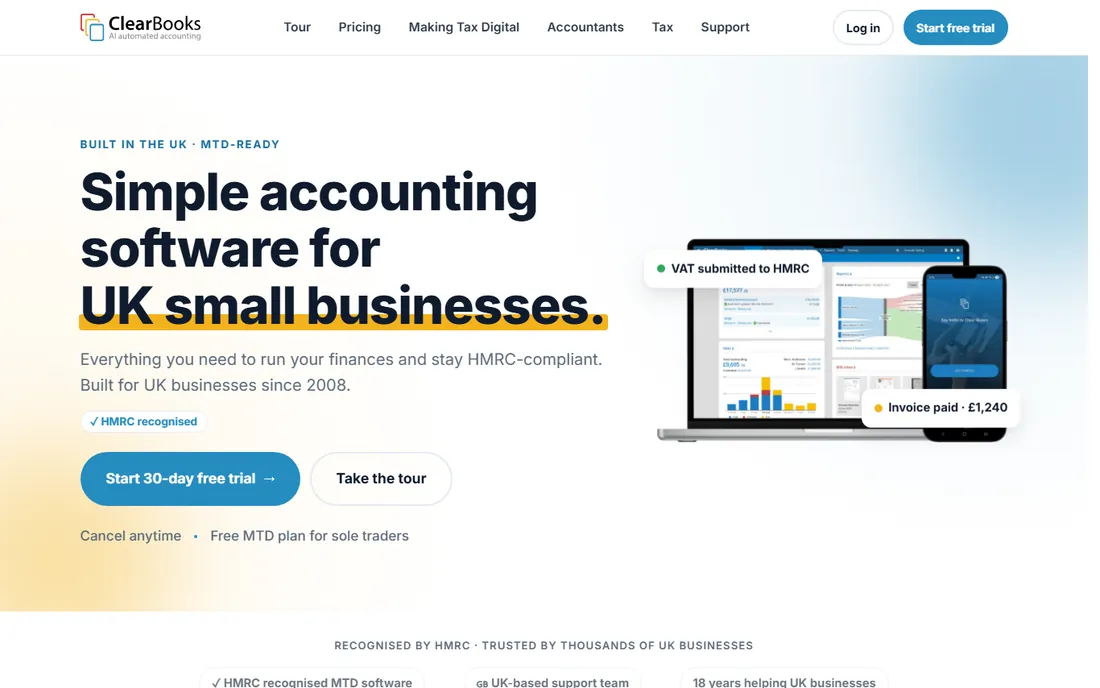 Clear Books homepage