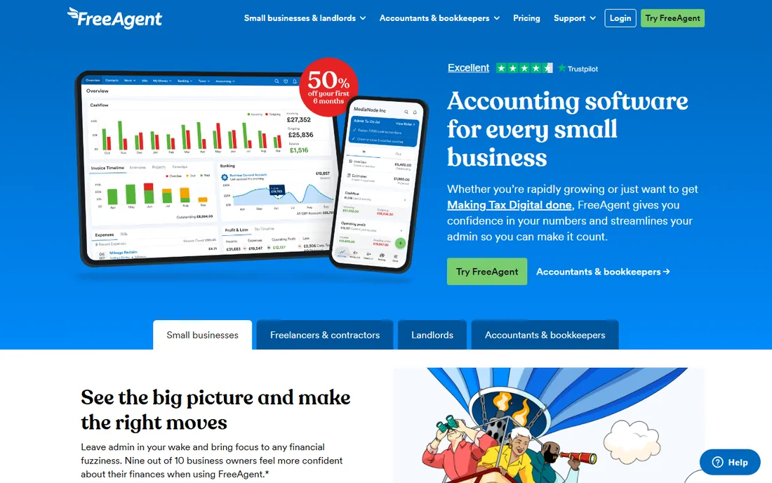 FreeAgent homepage