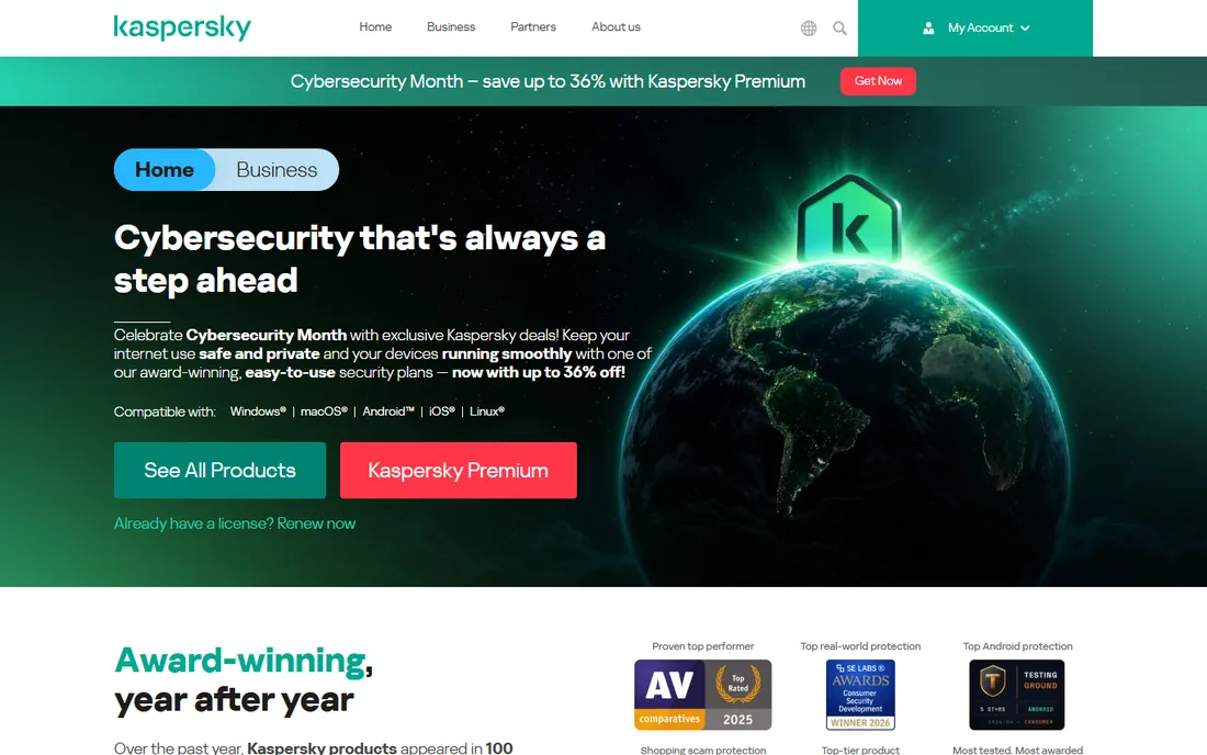 Kaspersky Small Office Security homepage