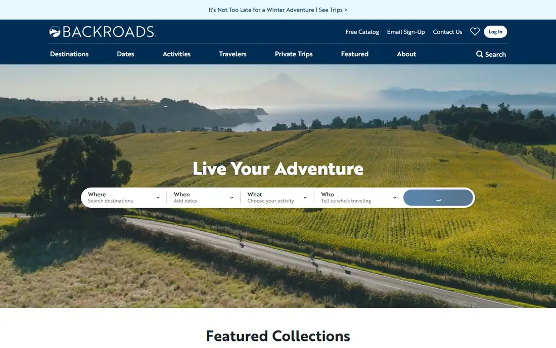 Backroads homepage