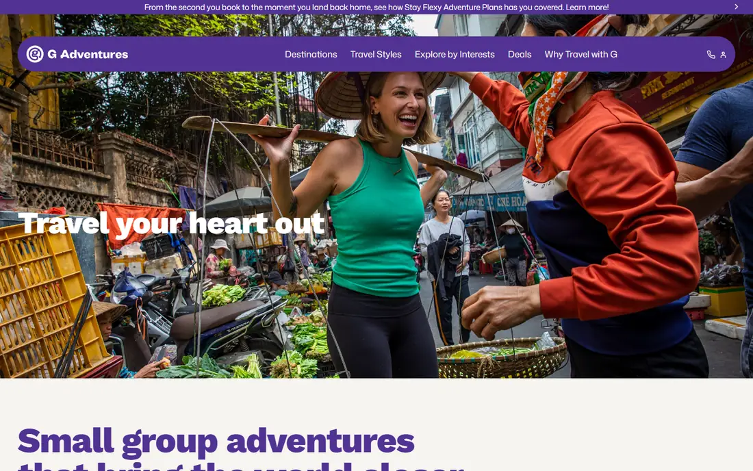 G Adventures homepage